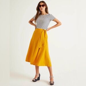 100% linen Boden wrap skirt, midi, size 8